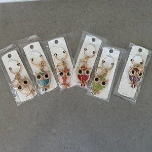 NWT 6 pack Colorful Owl Keychain bagcharm  Set